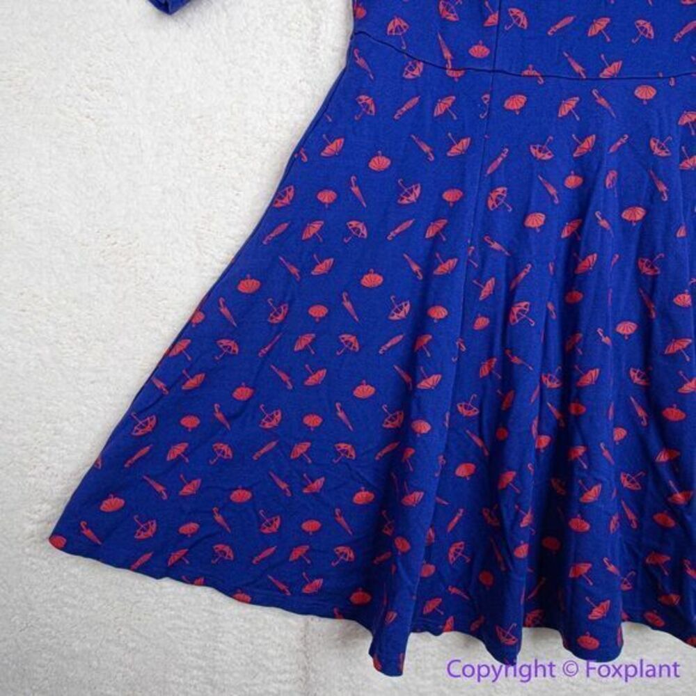 Unique Vintage GB Umbrella Print Navy Dress, plus‎ size 1X - Picture 15 of 16